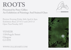 gillies exhibition roots at veneer gallery glasgow