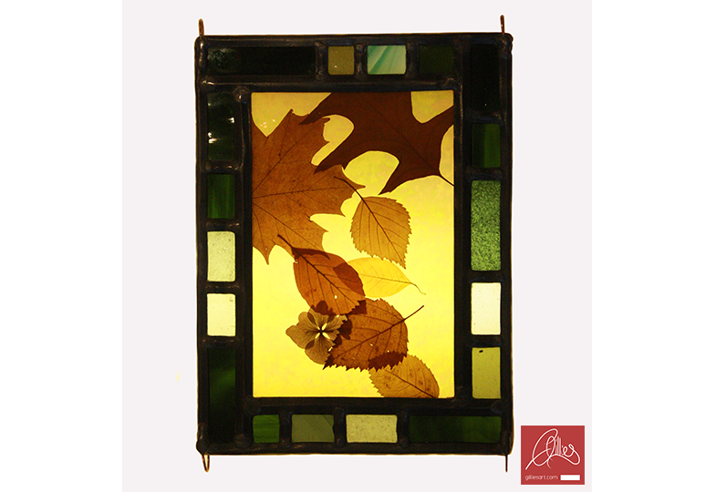 autumn leaves stained glass hanger by peter gillies